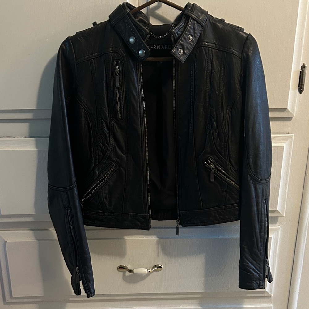 Bernardo Women's Classic Black Leather Jacket